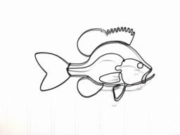 Right Facing Sunfish Sculpture, Fish Wall Hanging Wire Cabin Decor - thumbnail 1