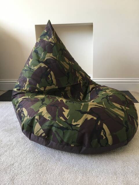 Camo Beanbag Chair For Kids Military Camouflage, Washable Cover
