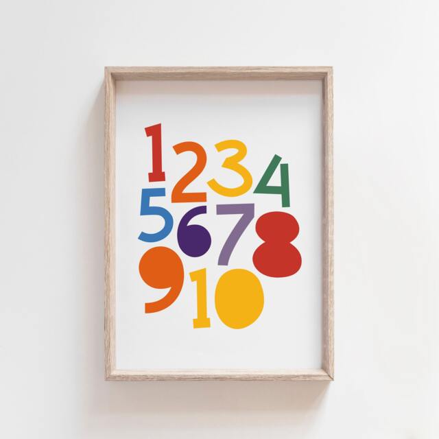 Numbers Print, Rainbow Nursery Prints, Playroom Wall Art, Poster, Educational Learning Toddler Room - image 1