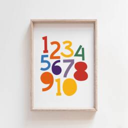 Numbers Print, Rainbow Nursery Prints, Playroom Wall Art, Poster, Educational Learning Toddler Room - thumbnail 1