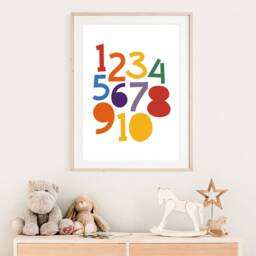 Numbers Print, Rainbow Nursery Prints, Playroom Wall Art, Poster, Educational Learning Toddler Room - thumbnail 2