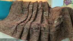 Luxury Boiled Pure Merino Wool Reversible Sofa Or Bed Throws - Ultimate Comfort & Style- Classic Indian Abstract Print in Brown - thumbnail 1
