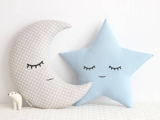 Decorative Cushions For Baby Crib Star & Moon Nursery Pillows Boy Room Decor Soft Gray Sky Blue 1St Gift Kids Teepee Play Neutral Girl Cot - image 1