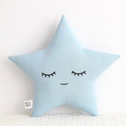 Decorative Cushions For Baby Crib Star & Moon Nursery Pillows Boy Room Decor Soft Gray Sky Blue 1St Gift Kids Teepee Play Neutral Girl Cot - thumbnail 2