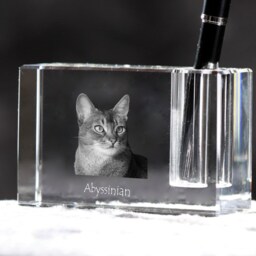 Abyssinian Cat, Crystal Pen Holder With Souvenir, Decoration, Limited Edition, Collection - thumbnail 2