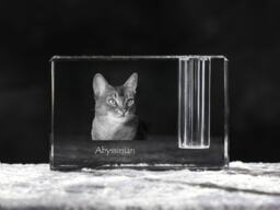 Abyssinian Cat, Crystal Pen Holder With Souvenir, Decoration, Limited Edition, Collection - thumbnail 1