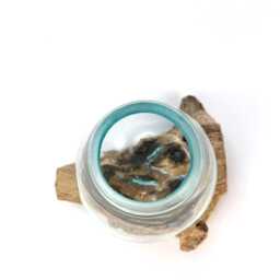 Small Glass & Teak Root Vase - Handmade Molten Art Decor Unique Eco Friendly Home Gift Table Garden Decoration Recycled - thumbnail 2