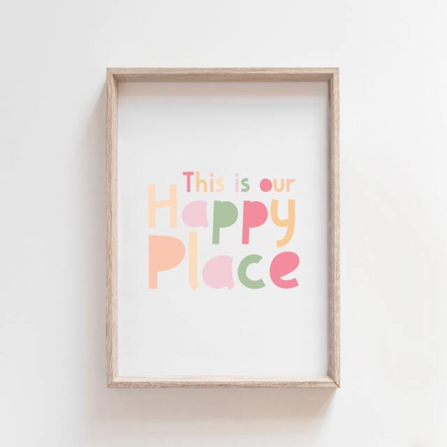 This Is Our Happy Place Print, Playroom Prints, Wall Art, Sign, Girls Bedroom Decor - image 1