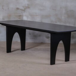 Japandi Dining Table For Minimalistic Interior, Wabi Sabi Furniture, Black Solid Wood Table, Modern Touch Furnishing New Home - thumbnail 2