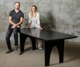 Japandi Dining Table For Minimalistic Interior, Wabi Sabi Furniture, Black Solid Wood Table, Modern Touch Furnishing New Home