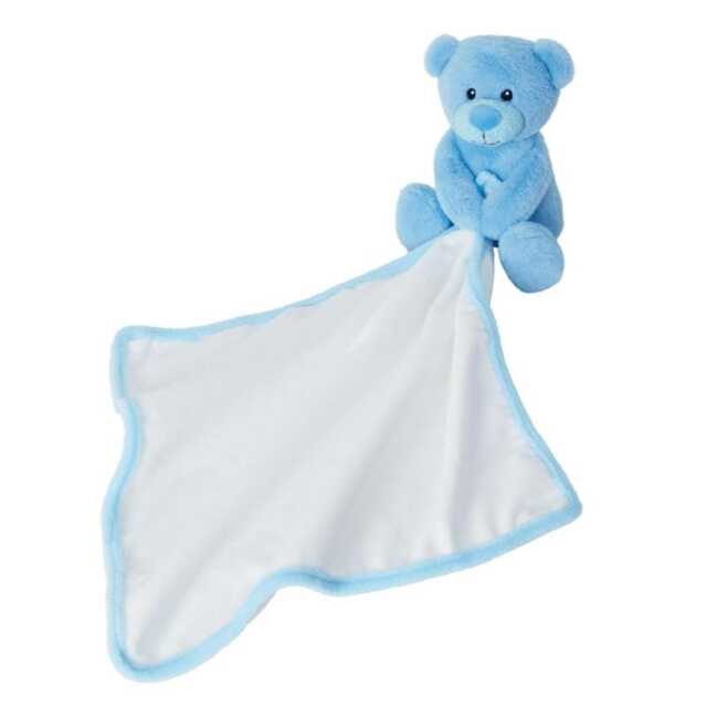 Personalised Embroidered Blue Bear Blankie Soft Baby Comforter Birthday, Shower Or Christening Gift - image 1