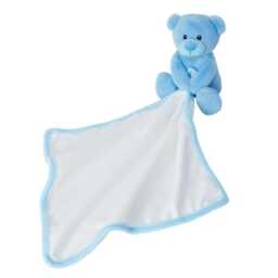 Personalised Embroidered Blue Bear Blankie Soft Baby Comforter Birthday, Shower Or Christening Gift