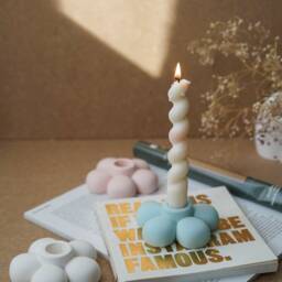 Handmade Stoneware Flower Candlestick Holder - Nordic Home Decor - thumbnail 4
