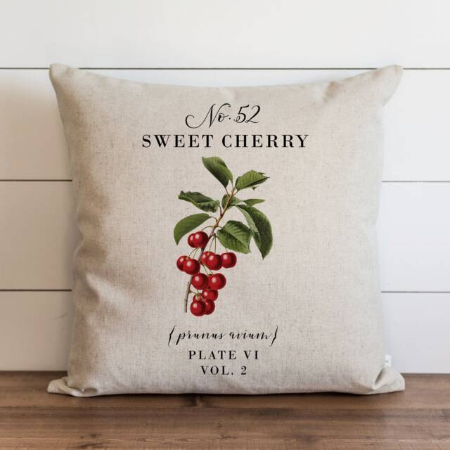Sweet Cherry Pillow Cover - 18 X 20 Botanical Floral Herbs Spring Home Decor Summer Throw Garden - image 1