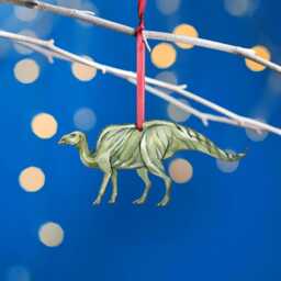 Wooden Zhanghenglong Dinosaur Christmas Tree Decoration, Birch Plywood Lover Gift, Keepsake, Watercolour Art