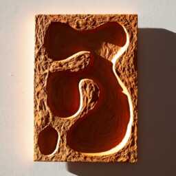 Wabi Sabi Organic Wall Art, Japandi Interior, Orange Terracotta Earthy Artwork, Boho Clay Hanging, Texture 3D Earth Tones Painting - thumbnail 2