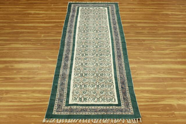 Handmade Cotton Runner Rug Green Black Block Print, Hallway Stair Decor - image 1