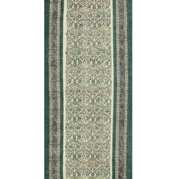 Handmade Cotton Runner Rug Green Black Block Print, Hallway Stair Decor - thumbnail 3