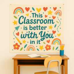 Rainbow Classroom Tapestry Banner Teacher Wall Decor, Motivational Art - thumbnail 2