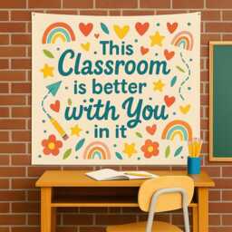 Rainbow Classroom Tapestry Banner Teacher Wall Decor, Motivational Art - thumbnail 3