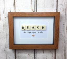 Beach Gift, Decor, Themed Related Present, Nautical Scrabble Wall Art, Gift Under 20 Pounds - thumbnail 1