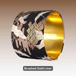 Luxury Oriental Art Deco Japanese Cranes Lampshade Black & Gold - thumbnail 2