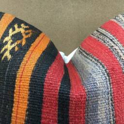 Vintage Handwoven Kilim Pillow Cover, Turkish Rustic Decor - 16x16 - thumbnail 2