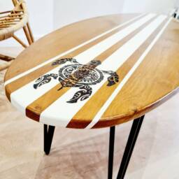 Wooden Coffee Table Pine Surfboard - thumbnail 2