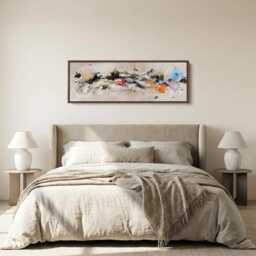 Modern Abstract Expressionist Long Horizontal Wall Art Wide Canvas For Living Room Above Sofa Statement Artwork - thumbnail 3