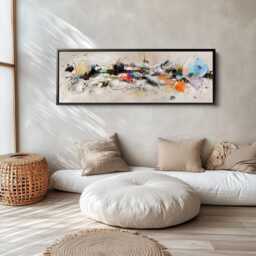Modern Abstract Expressionist Long Horizontal Wall Art Wide Canvas For Living Room Above Sofa Statement Artwork - thumbnail 2