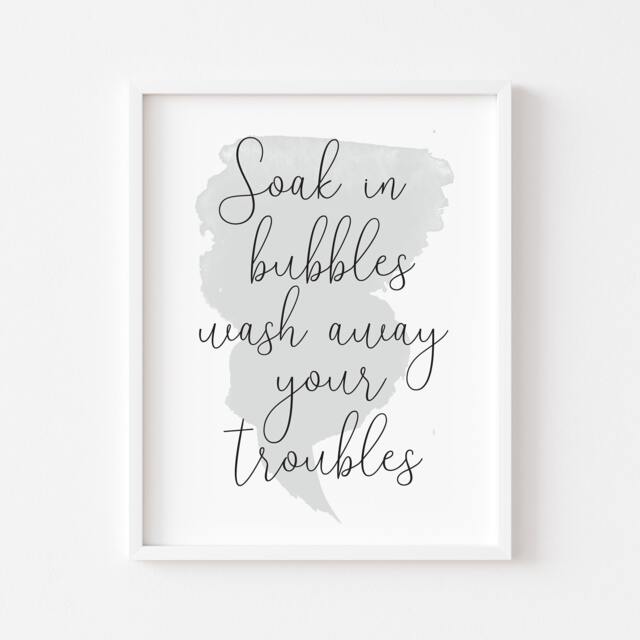 Soak in Bubbles Bathroom Print Watercolour Wall Art - Unframed - image 1