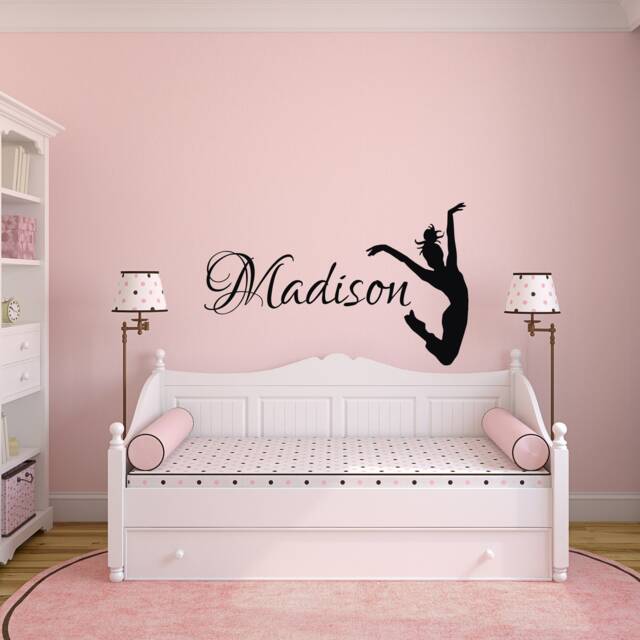 Personalized Dance Name Wall Decal Dancer Silhouette Bedroom Decor P91 - image 1