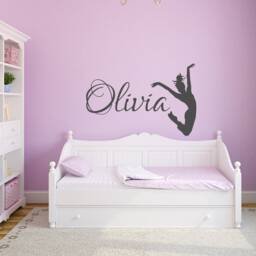 Personalized Dance Name Wall Decal Dancer Silhouette Bedroom Decor P91 - thumbnail 2