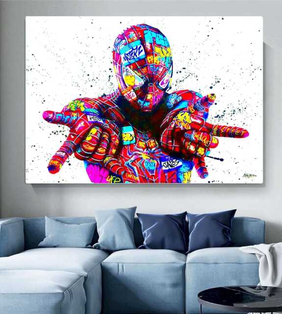 Spiderman Graffiti Street Art Printed Deep Framed Canvas Wall Or Paper Poster Print