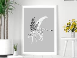 Monochrome Cheetah - Animal Print Modern Poster Home Decor Gift Bespoke A5 A4 A3 Framed - thumbnail 1