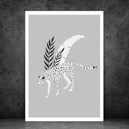 Monochrome Cheetah - Animal Print Modern Poster Home Decor Gift Bespoke A5 A4 A3 Framed - thumbnail 3