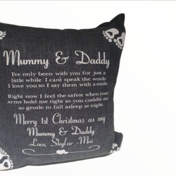 Personalised Mummy & Daddy Cushion Gift, 18x18 Cover, First Christmas, 1st Valentines, Birthday, Custom Made, Father's Day - thumbnail 3
