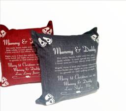 Personalised Mummy & Daddy Cushion Gift, 18x18 Cover, First Christmas, 1st Valentines, Birthday, Custom Made, Father's Day - thumbnail 1
