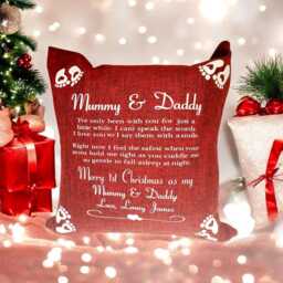 Personalised Mummy & Daddy Cushion Gift, 18x18 Cover, First Christmas, 1st Valentines, Birthday, Custom Made, Father's Day - thumbnail 2