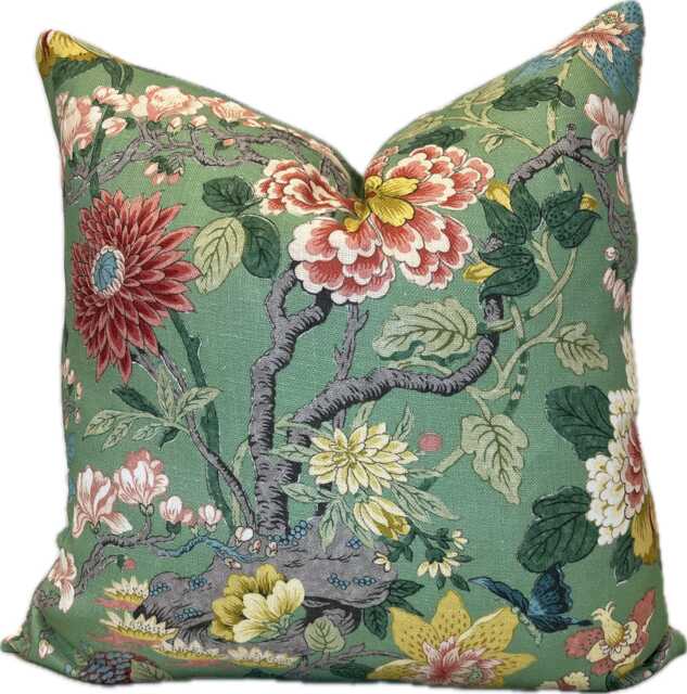 G.p & J Baker Little Magnolia Emerald Linen Double Sided Cushion Cover Pillow - image 1