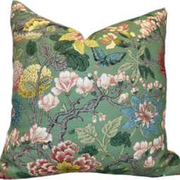 G.p & J Baker Little Magnolia Emerald Linen Double Sided Cushion Cover Pillow - thumbnail 2