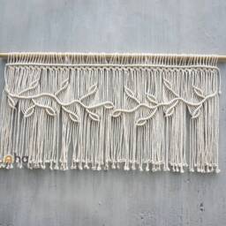 Macrame Leaf Window Valance, Boho Kitchen Curtain, Botanical Treatment, Farmhouse Valance Decor - thumbnail 2