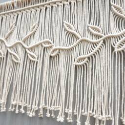 Macrame Leaf Window Valance, Boho Kitchen Curtain, Botanical Treatment, Farmhouse Valance Decor - thumbnail 3