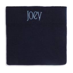 Personalised Cotton Knit Baby Blanket Navy - thumbnail 2