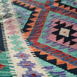Kilim Rug Multicolour, Handmade Artisan Afghan Turkish Aztec Geometric Wool 128x82 cm - thumbnail 3