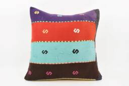 Handwoven Turkish Kilim Pillow Cover Vintage Ethnic Throw Cushion - 24x24 - thumbnail 1