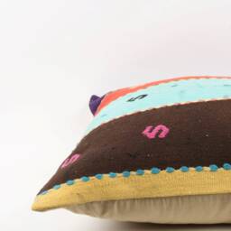 Handwoven Turkish Kilim Pillow Cover Vintage Ethnic Throw Cushion - 24x24 - thumbnail 4