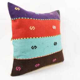 Handwoven Turkish Kilim Pillow Cover Vintage Ethnic Throw Cushion - 24x24 - thumbnail 3