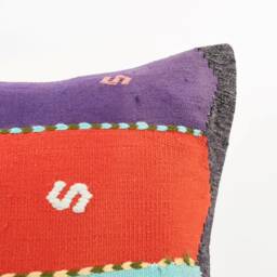 Handwoven Turkish Kilim Pillow Cover Vintage Ethnic Throw Cushion - 24x24 - thumbnail 2