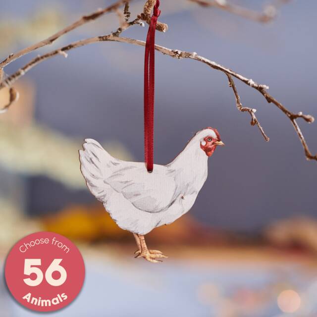 Watercolour Style Wooden Light Sussex Chicken Hanging Decoration - Handcrafted Christmas For Stylish Home D??cor - image 1